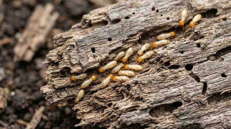How to kill termites — worker termites infesting and damaging wood