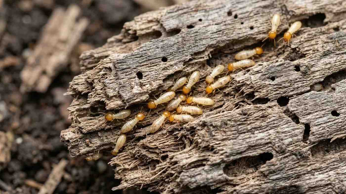 How to kill termites — worker termites infesting and damaging wood