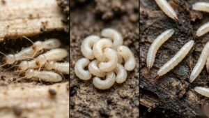 what do baby termites look like compared to ant larvae and maggots