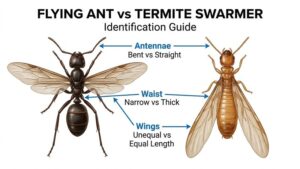 Termite eggs or droppings guide: flying ant vs termite swarmer comparison