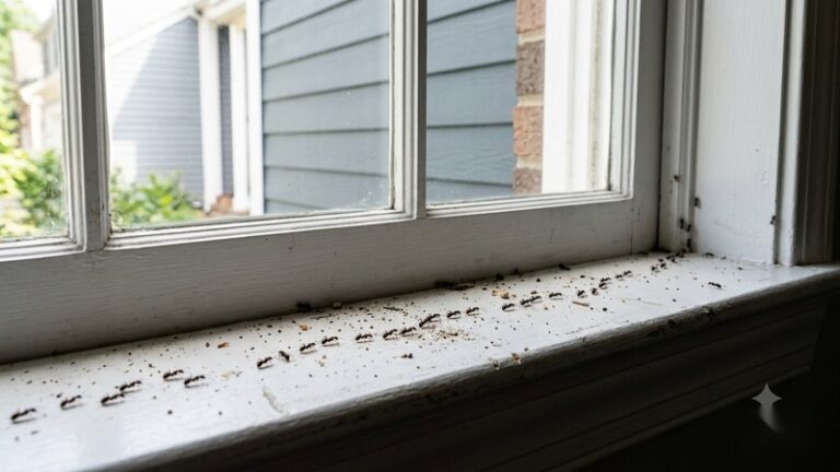 How to get rid of ants in window frame — black ants crawling on a white windowsill