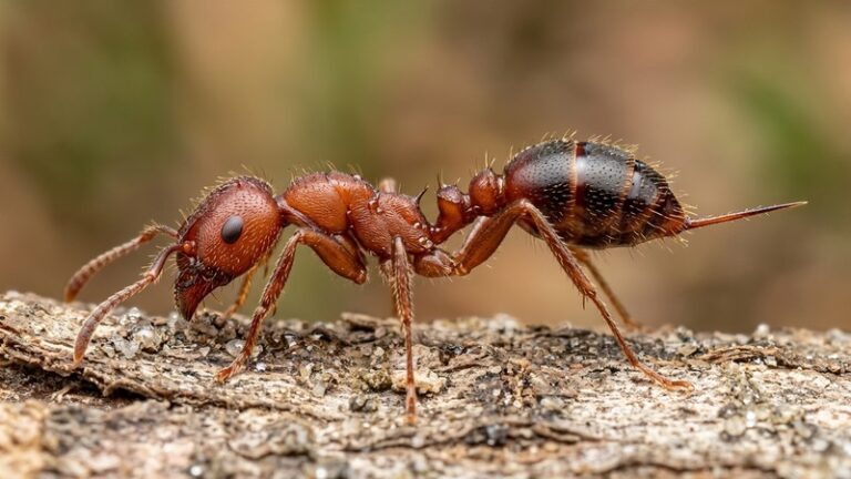 Close-up of a red imported fire ant showing its stinger