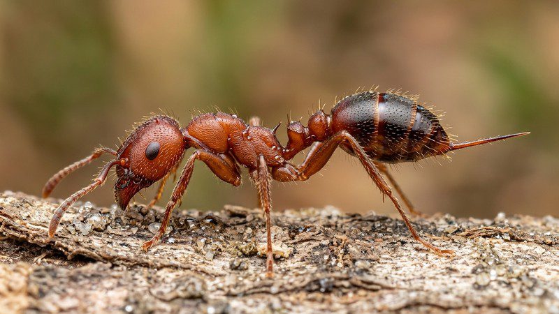 Close-up of a red imported fire ant showing its stinger